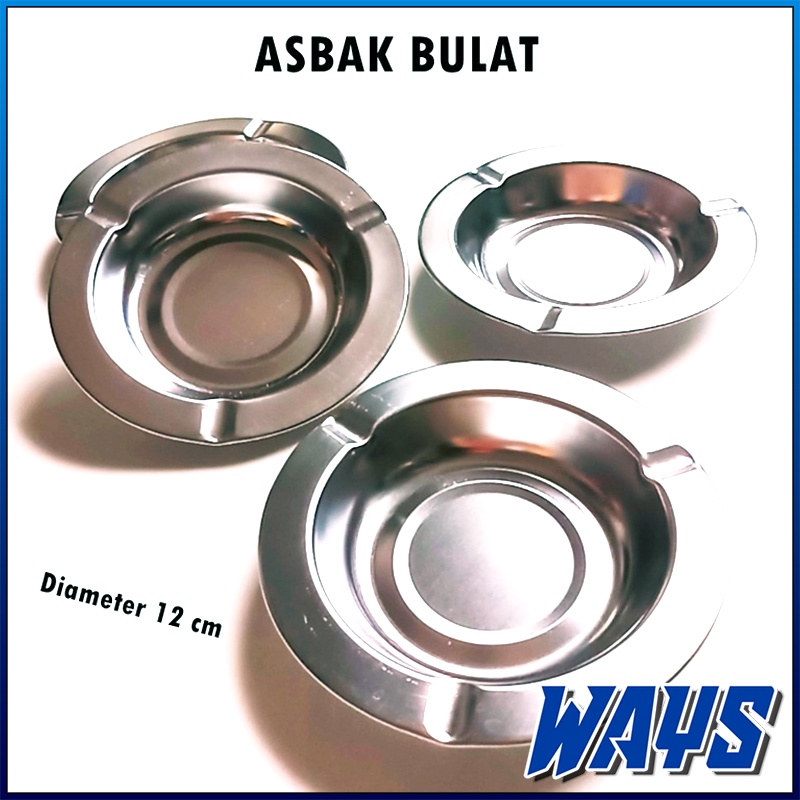 [Z179] Asbak Bulat Stainless Chrome Perabot Perlengkapan Rumah - 12 cm