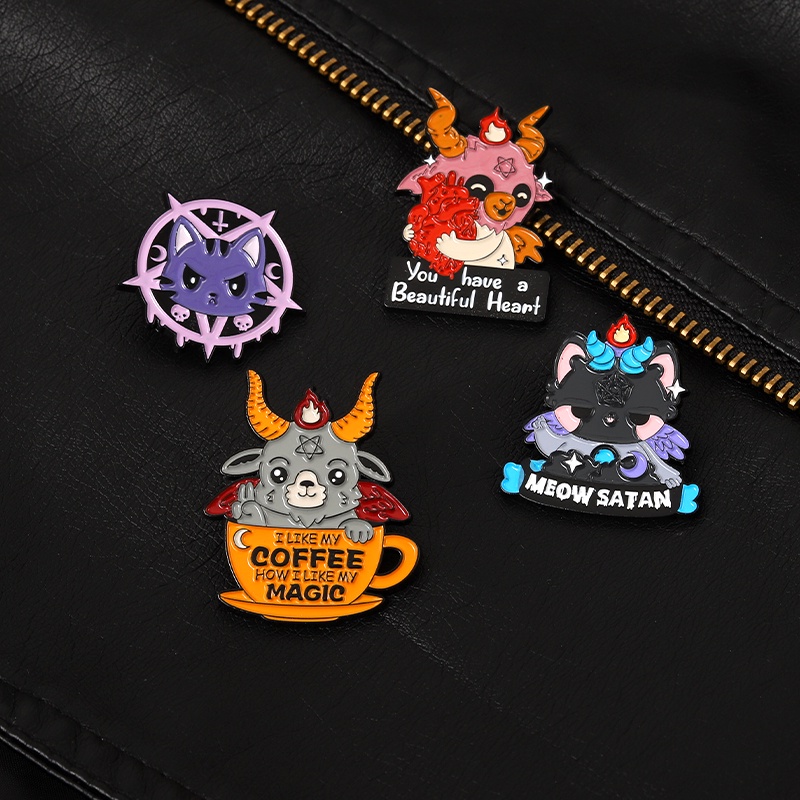 Bros Pin Enamel Bentuk Devil 4 Gaya Untuk Hadiah