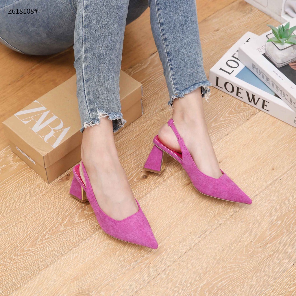 ZR Fabric Z618108 Slingback With Bludru Heels Sendals