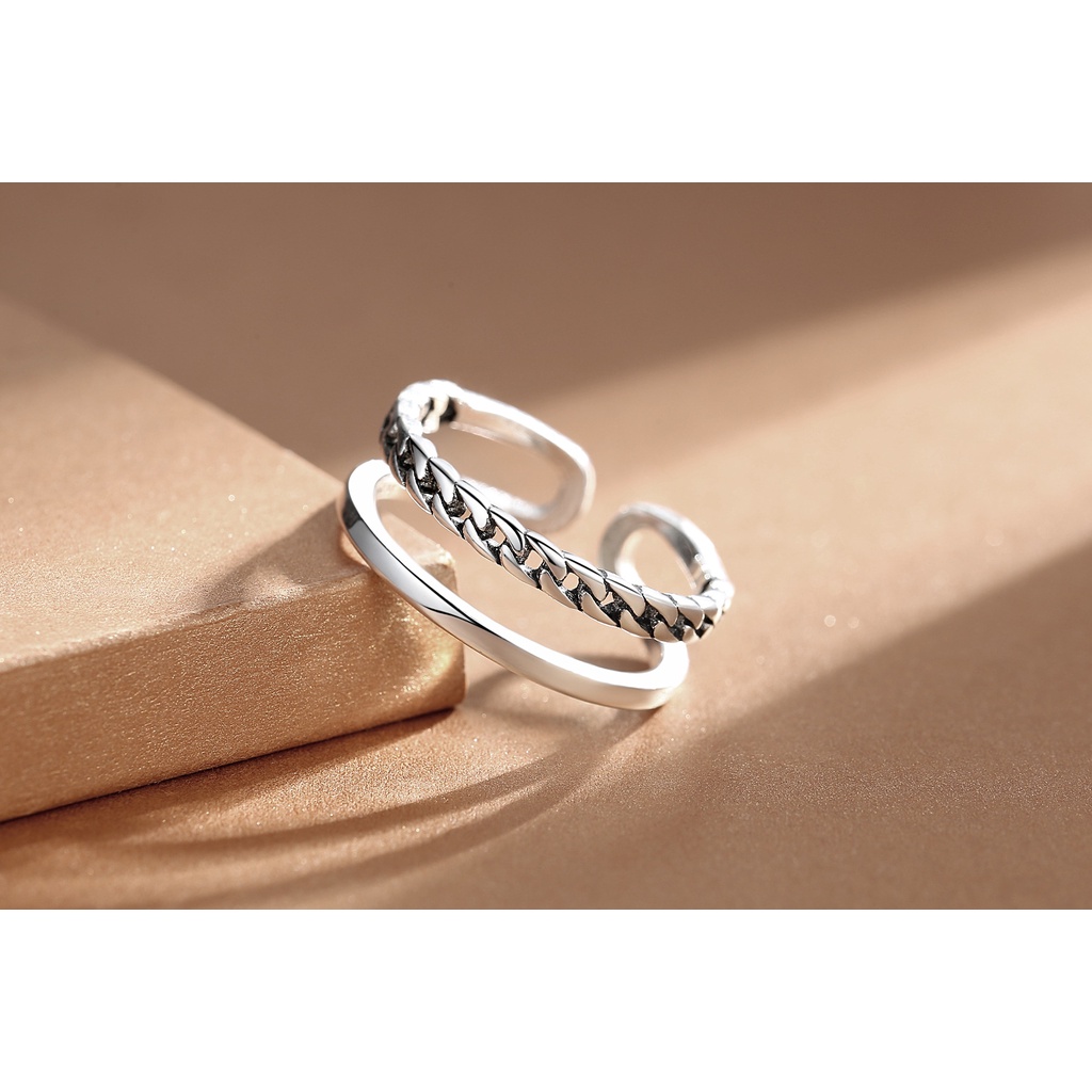 925 Perak Cincin Untuk Wanita/pasangan Cincin yang Dapat Disesuaikan Kepribadian Bar Perhiasan Retro JZ00070