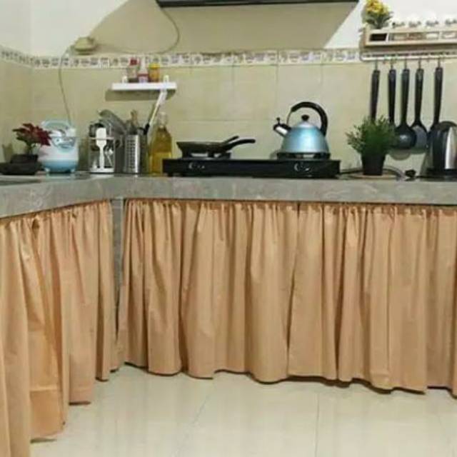 gorden kolong dapur  coklat sedang