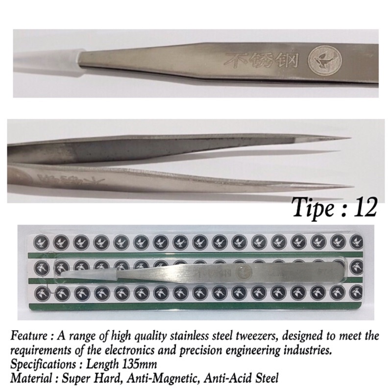 Pinset Cabut Bulu Sarang Walet - tipe 12 tajam bertutup