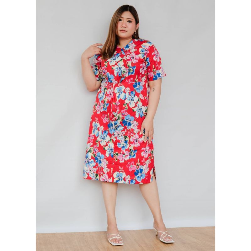 JUMBO LD 120 VINDY DRESS KATUN STRETCH MOTIF BUNGA