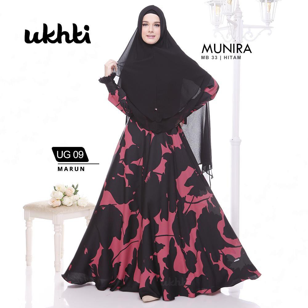 Gamis Syar'i Satin Silk Maroon Premium Motif Printing Busui Friendly New Ori by Ukhti 09