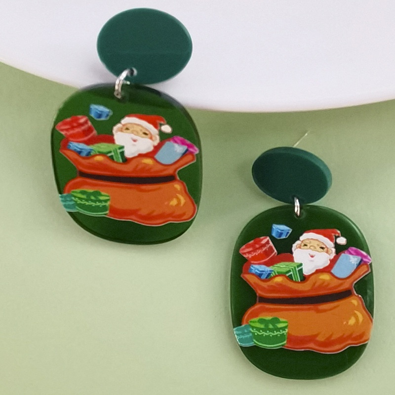 Anting Desain Pohon Natal Dan Bintang Bahan Akrilik Untuk Wanita