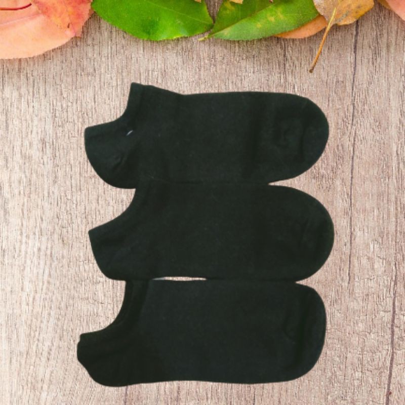3 Pasang Kaus Kaki Hitam Polos Pendek Kaus Kaki Dewasa Pria Dan Wanita