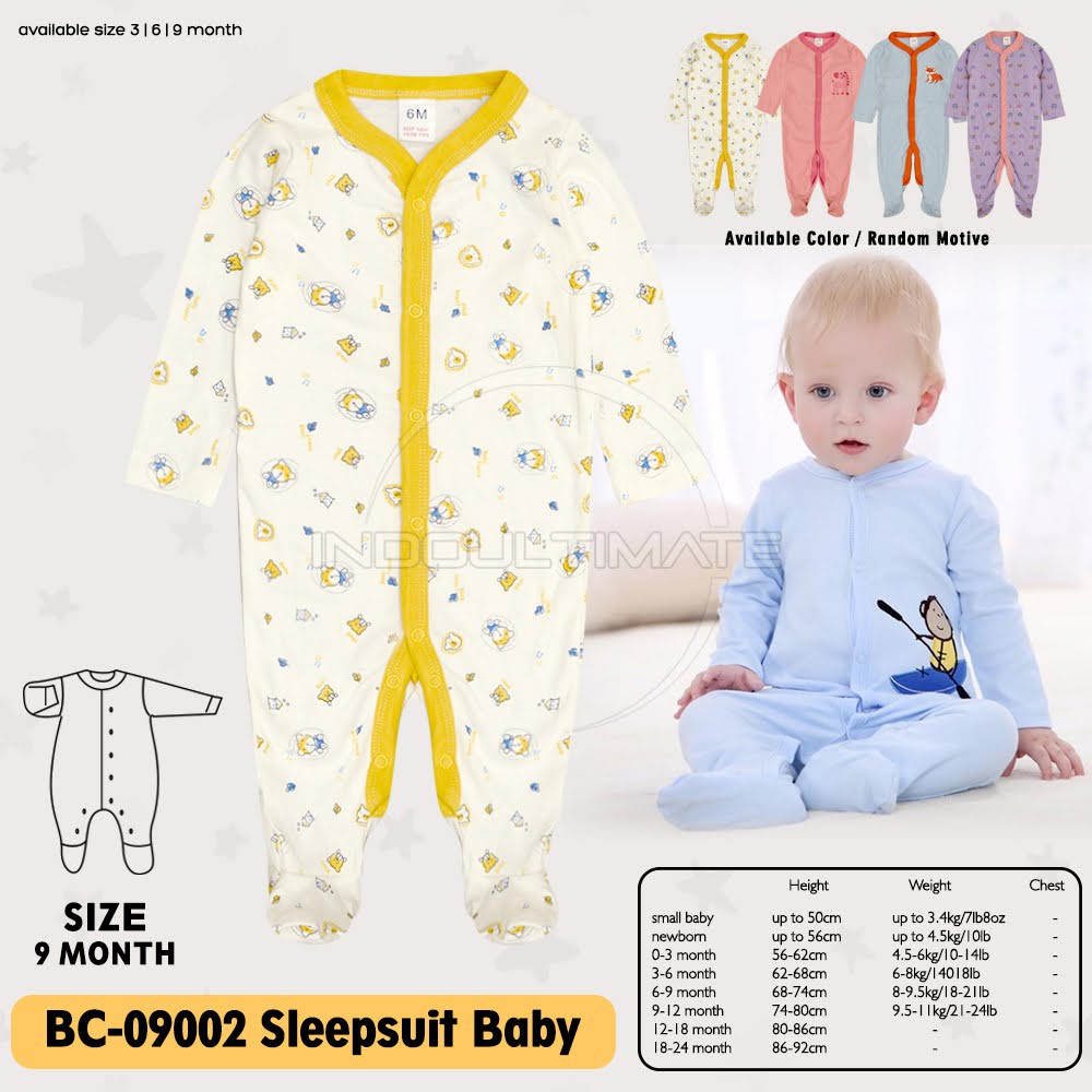 BC-09002 Jumper Kaki Tutup Bayi Perempuan Laki Laki Baru Lahir Lengan Panjang Karakter Set Pakaian