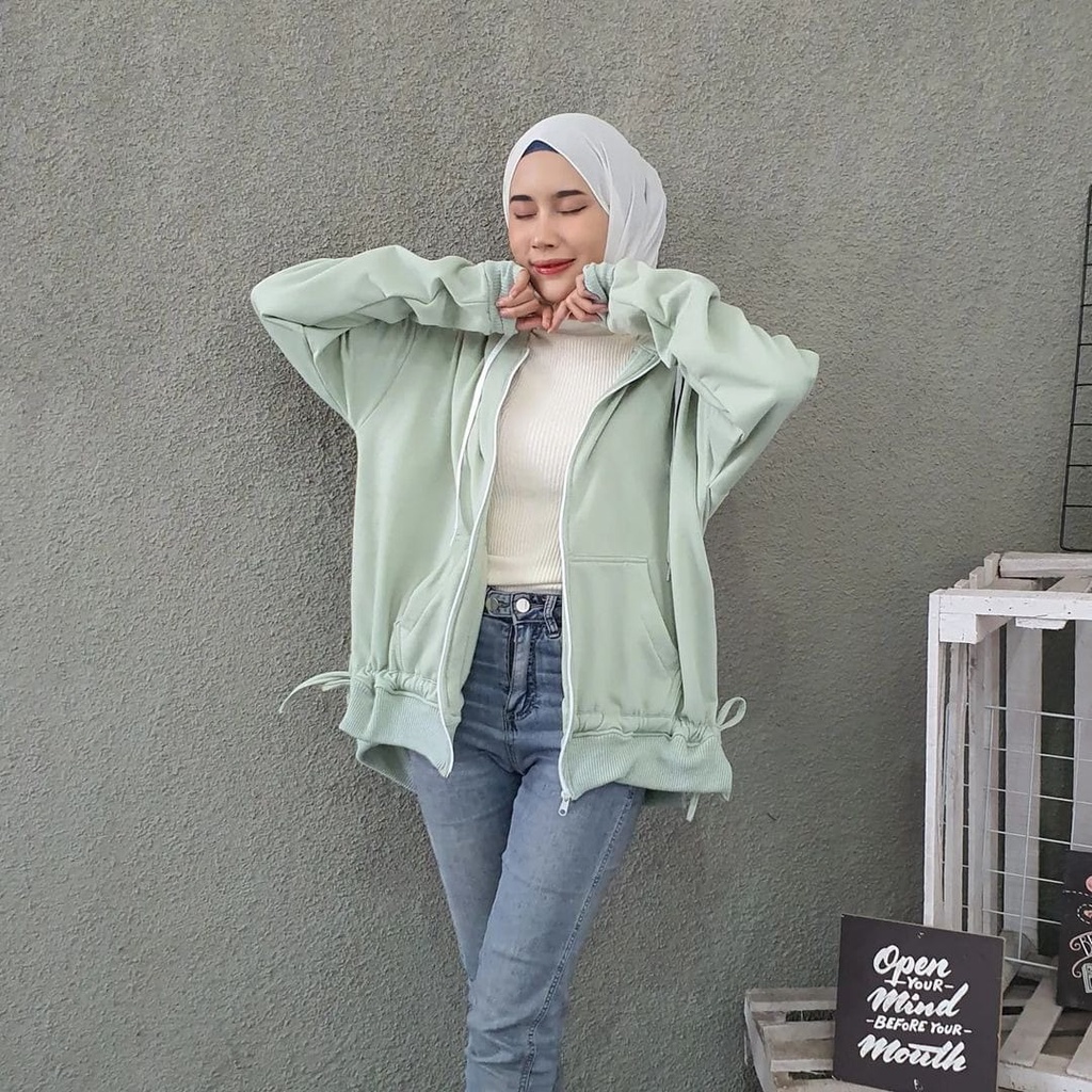 Oversize serut zipper | outer oversize | outer wanita