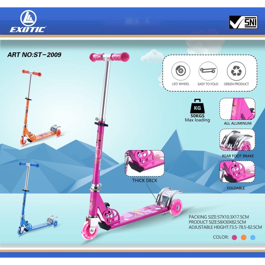 Kargo Scooter Skuter Anak Otoped Exotic ST2009 Roda 3 Bisa di Lipat By Pacific-3