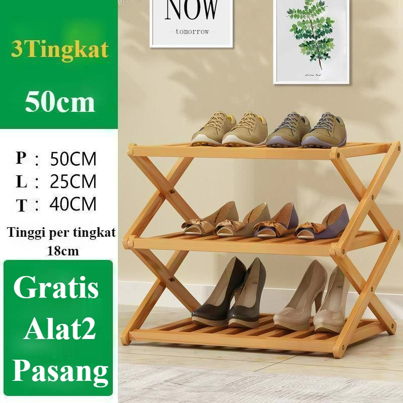 Rak Sepatu Home Indoor Yang Indah Sederhana Pintu Kamar Tidur Asrama Penyimpanan Fantastis Lipat Instalasi-Gratis Bambu Lemari Sepatu