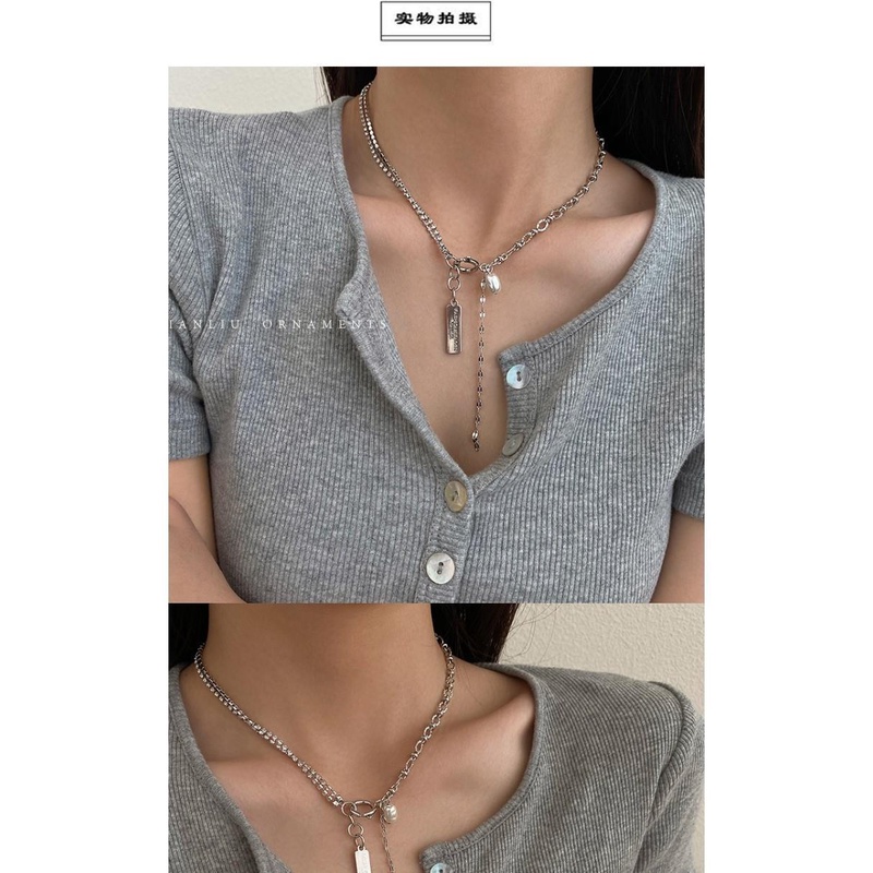 Niche desain trendi merek mutiara kalung untuk wanita ins gaya dingin pendek klavikula kalung selebr