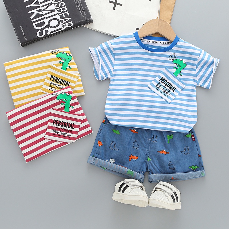 babyfit BODYGUARD baju anak cowok setelan dino celana jeans pendek import