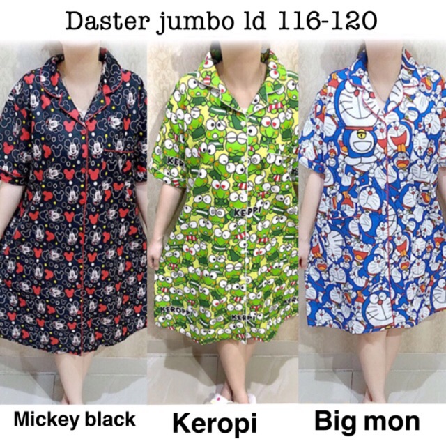 Daster full  kancing jumbo ld 120 katum jepang