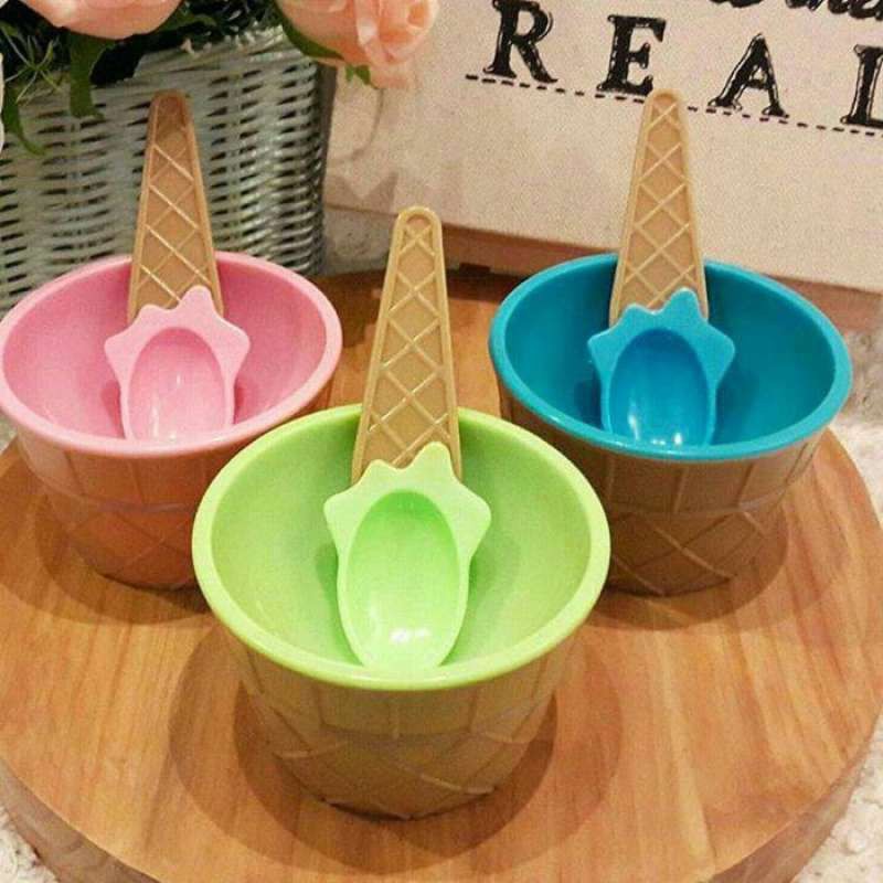 Ice cream bowl mangkok ice cream spoon set montessori bowl snack mangkok masker ice cream