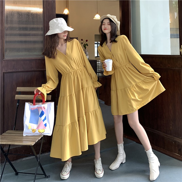 korean dress cute style casual long dress (Kf002) READY STOCK