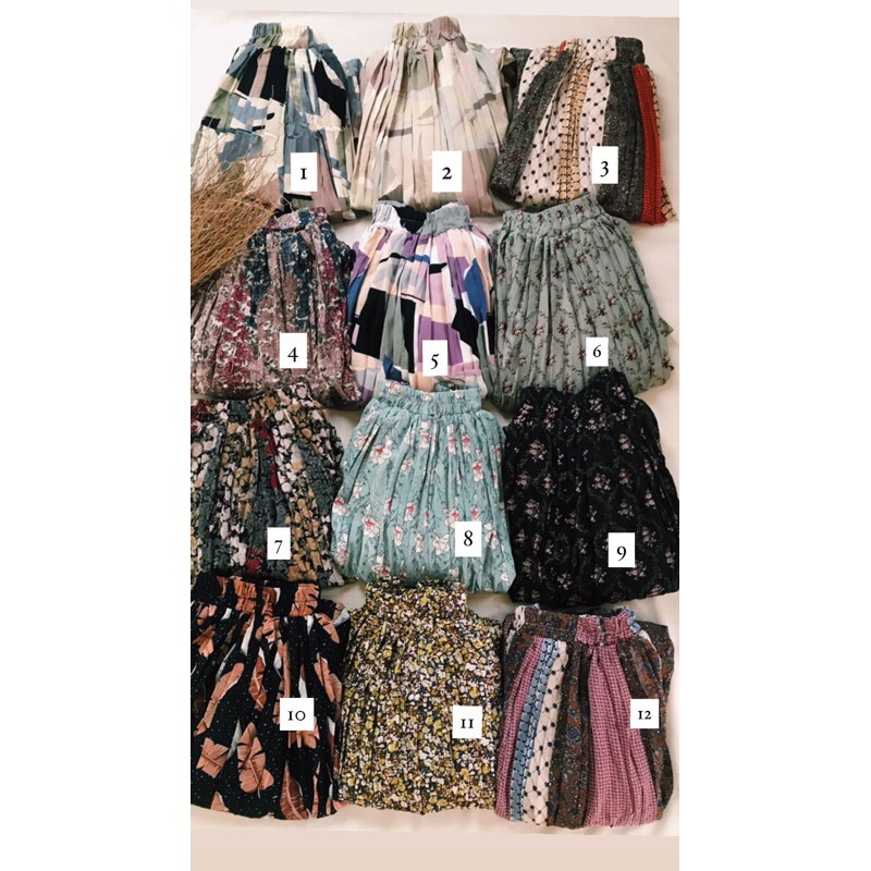 Rok Panjang Plisket Prisket Pastel/ Rok Import / Rok Bunga / Maxi Skirt Motif Bunga Floral Lucu