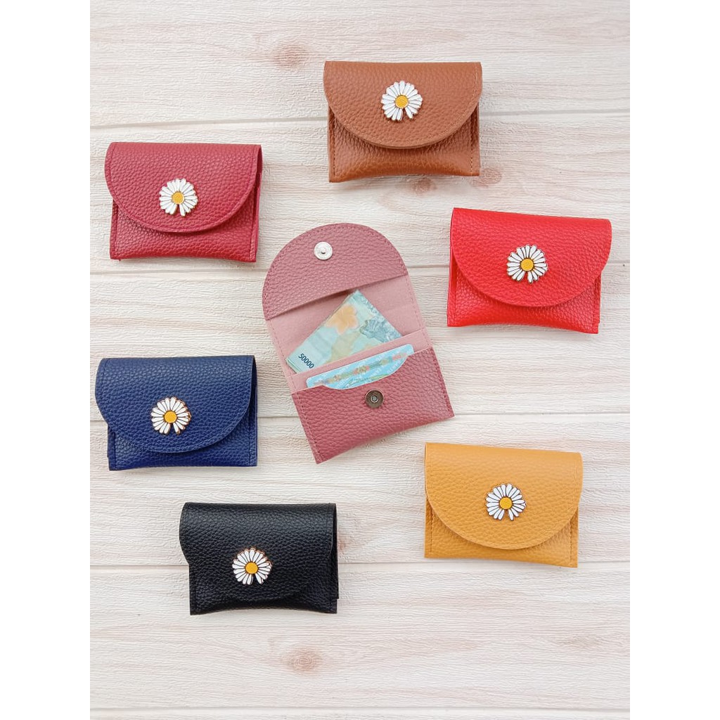 Mini daisy dompet kartu wanita papirut mini lipat simple koin murah terbaru 2022