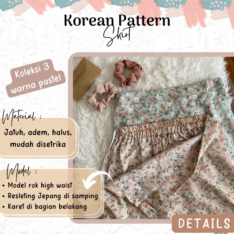 Florist dan Pattern Korean Skirt | Rok Korea Kekinian Bunga-Bunga | Rok stylish OOTD | Korean style