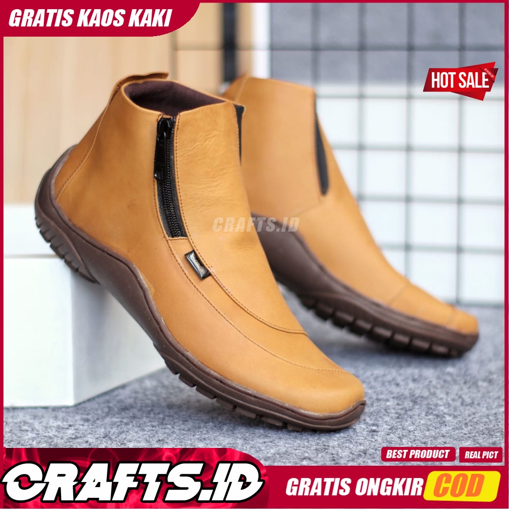 CRAFTS X CORA Sepatu Casual Formal Kulit Asli Kasual Pantofel Kerja Kantor Pria Cowok