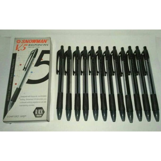 

ITERBATASl Pulpen Snowman V5 0.7 Hitam 12 pcs ICLl