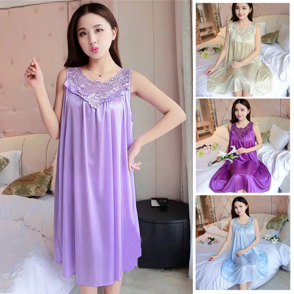 Nicebra Baju Tidur Pakaian Wanita Lingerie Dress Wanita Bahan Sutra Import 4002