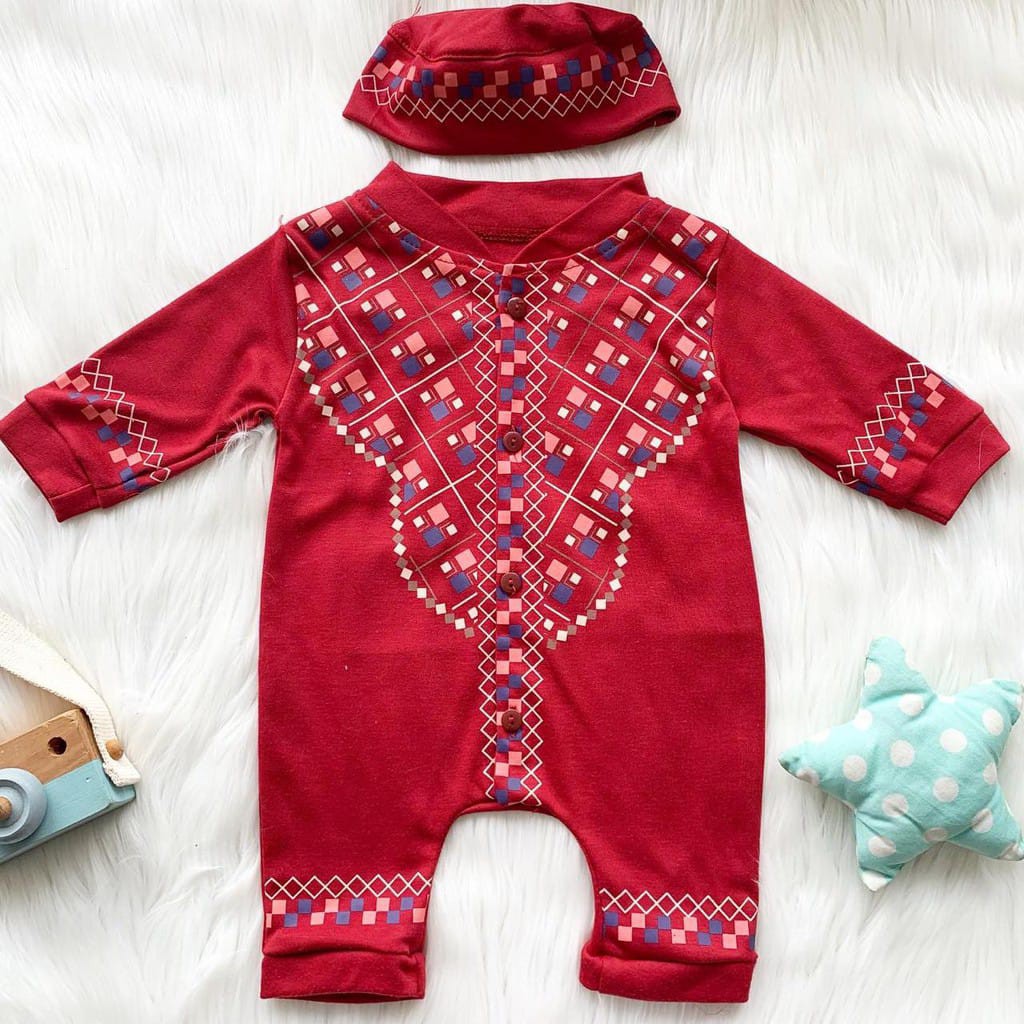 Baju koko anak bayi umur 0 sampai 6 bulan jumper-Marun - ABBY
