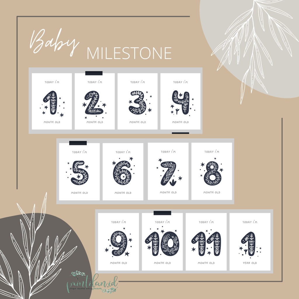 12 Kartu Bayi Milestone | Baby Milestone Card | Kartu Baby Milestone Card | Kartu Selfie