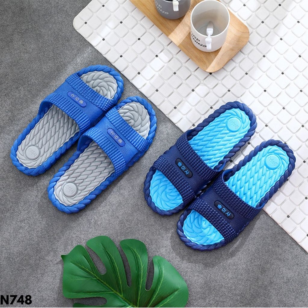 SANDAL WANITA PRIA SELOP BERMOTIF ROLL TALI KEREN BAHAN FULL RUBBER IMPORT ANTI LICIN N748