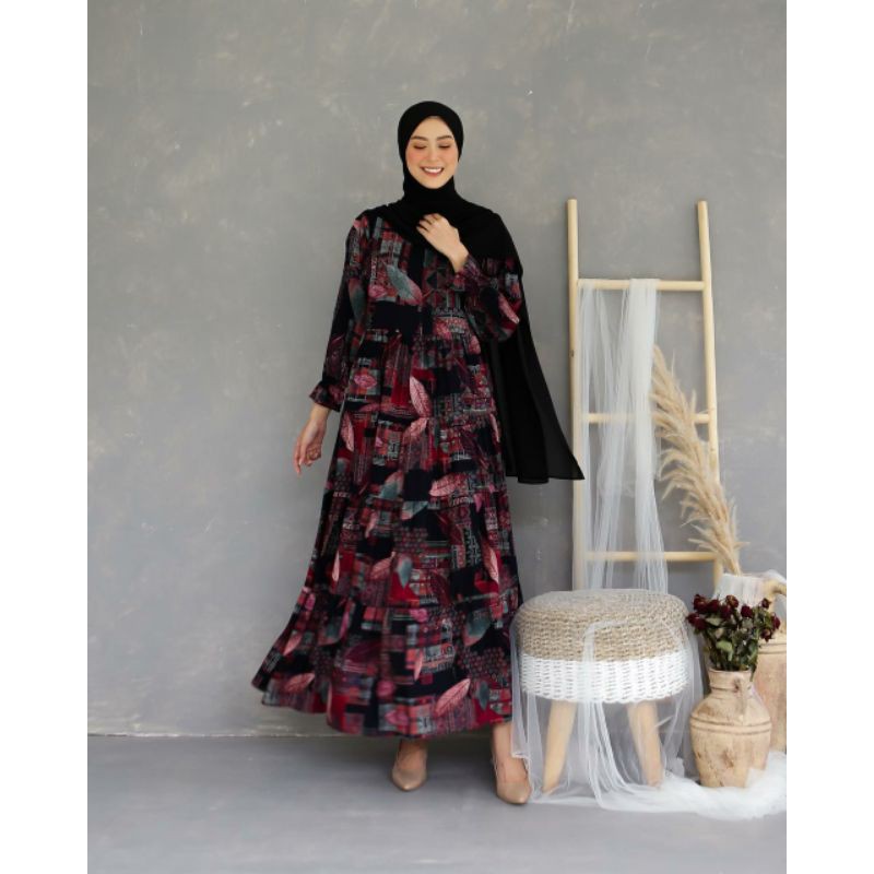 aliqa dress YN COLLECTION Terbaru, gamis premium rayon busui super elegan