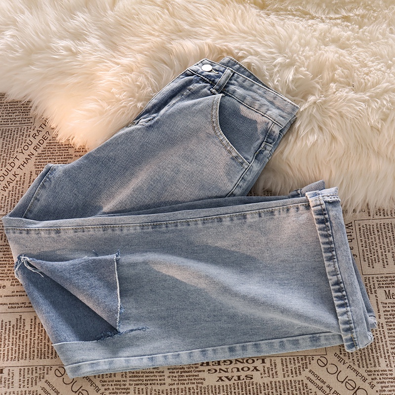 Denim Highwaist  Kulot Jens Wanita Loose/Celana Ripped Jeans Wanita Import