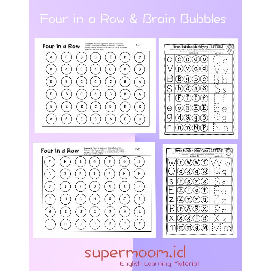 

Kertas Latihan Alfabet Inggris /Four In Row &Brain Bubble