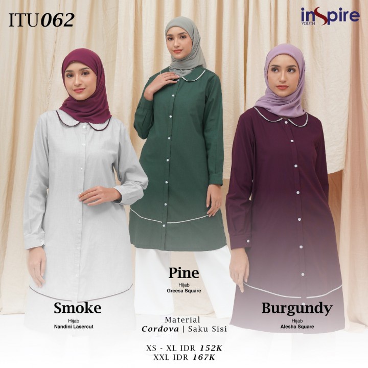 Tunik Inspire Youth ITU 062 / Pakaian Wanita Tunik Terbaru 2022 / Warna Smoke - Pine - Burgundy