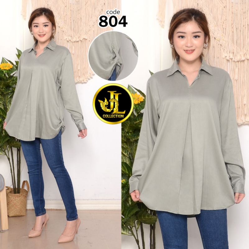 KEMEJA WANITA / KEMEJA LENGAN PANJANG SAMPING SKODEL BAHAN RAYON TWILL _804-Hijau Toska