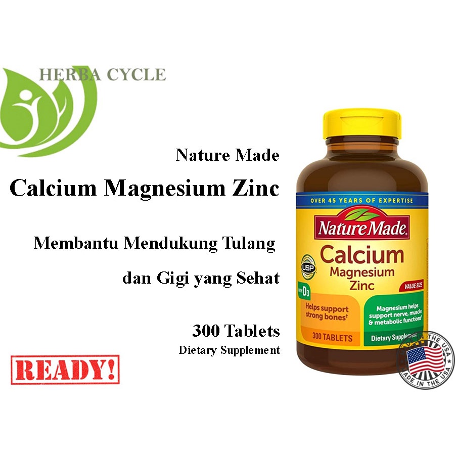 Jual Nature Made Calcium Magnesium Zinc D3 300 Tab Kalsium Magnesium