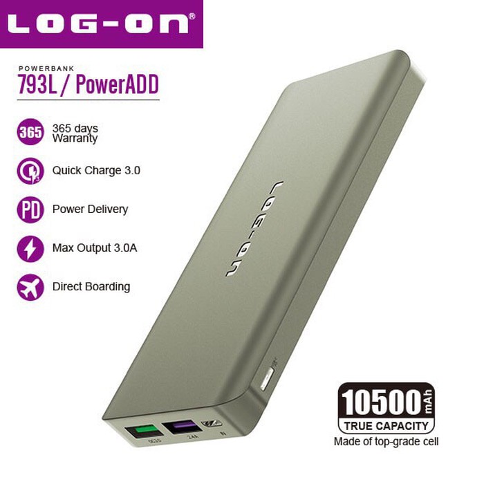 POWERBANK LOGON 10500mah QUALLCOM QUICK CHARGER 3.0+ POWER DELIVERY REALCAPACITY