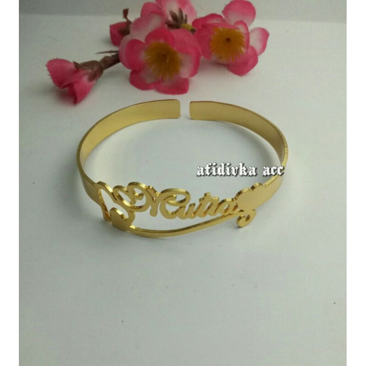 gelang nama custom / gelang nama lapis emas