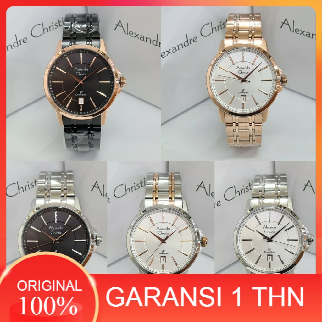 JAM TANGAN PRIA ALEXANDRE CHRISTIE AC 8636 AC8636 BLACK ROSEGOLD ORIGINAL