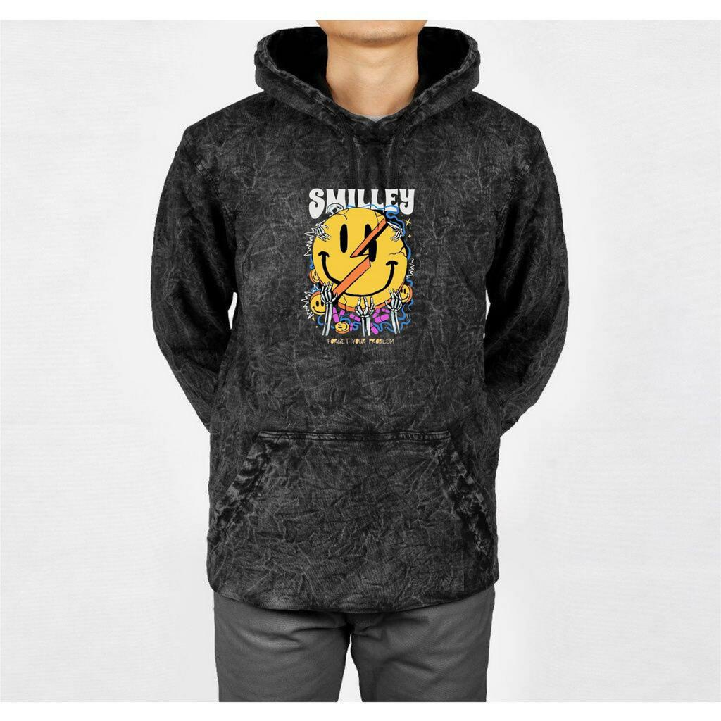 Sweater Hoodie Washing Merk SMILLEY DREW pria/wanita full sablon Bisa Cod