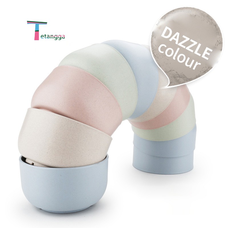 4 IN 1 Mangkok Wheat Straw/Mangkuk Makan Bowl Set 4pcs Warna Warni Wheat Bowl Set Mangkuk Keluarga