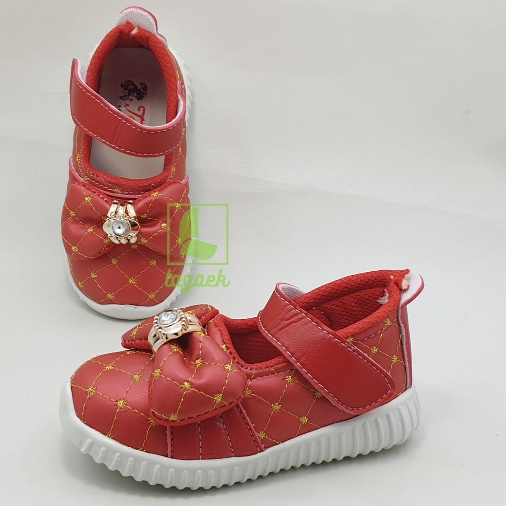 Sepatu Anak Perempuan Usia 3 4 Tahun Size 29 - 30 MERAH - Sepatu Anak Cewek Pesta Pita Cantik