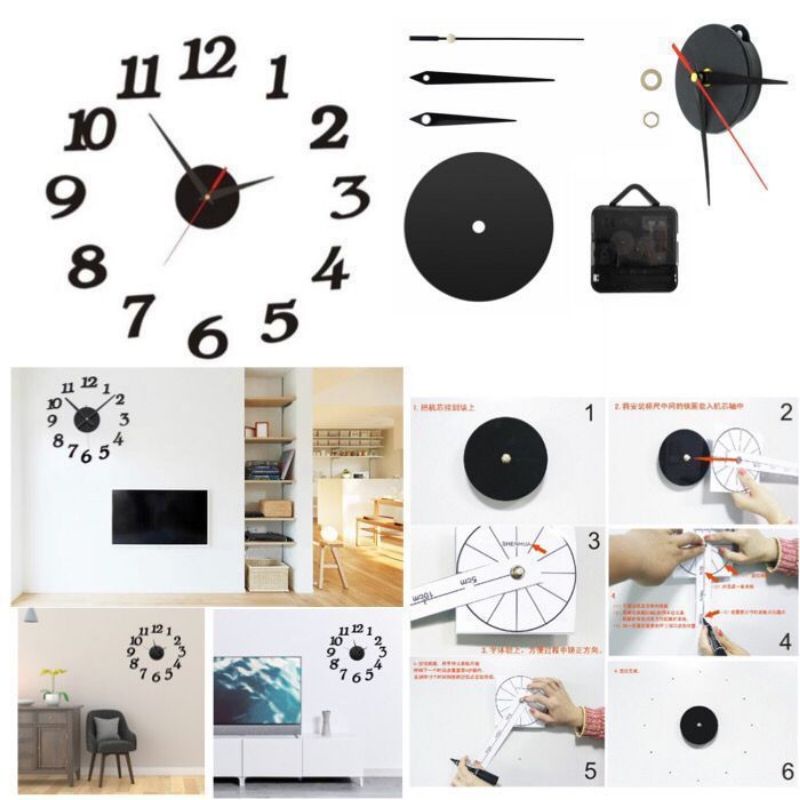 JAM DINDING TEMPEL DIY ANALOG 3D GIANT MODERN CLOCK 3 MODEL- PELANGI ACCESORIES 88