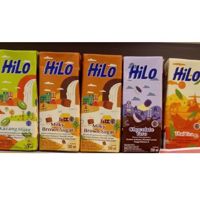 

Hilo susu UHT KACANG HIJAU/THAI TEA/BROWN SUGAR/COKLAT TARO 200ml