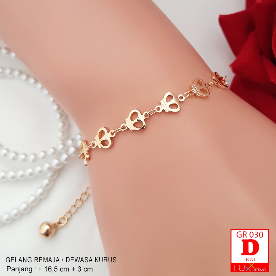 GR 030 Gelang Tangan Dewasa Xuping Motif Love Tulip Bintang Perhiaan Lapis Emas Merk Meilyn Luxx Xuping