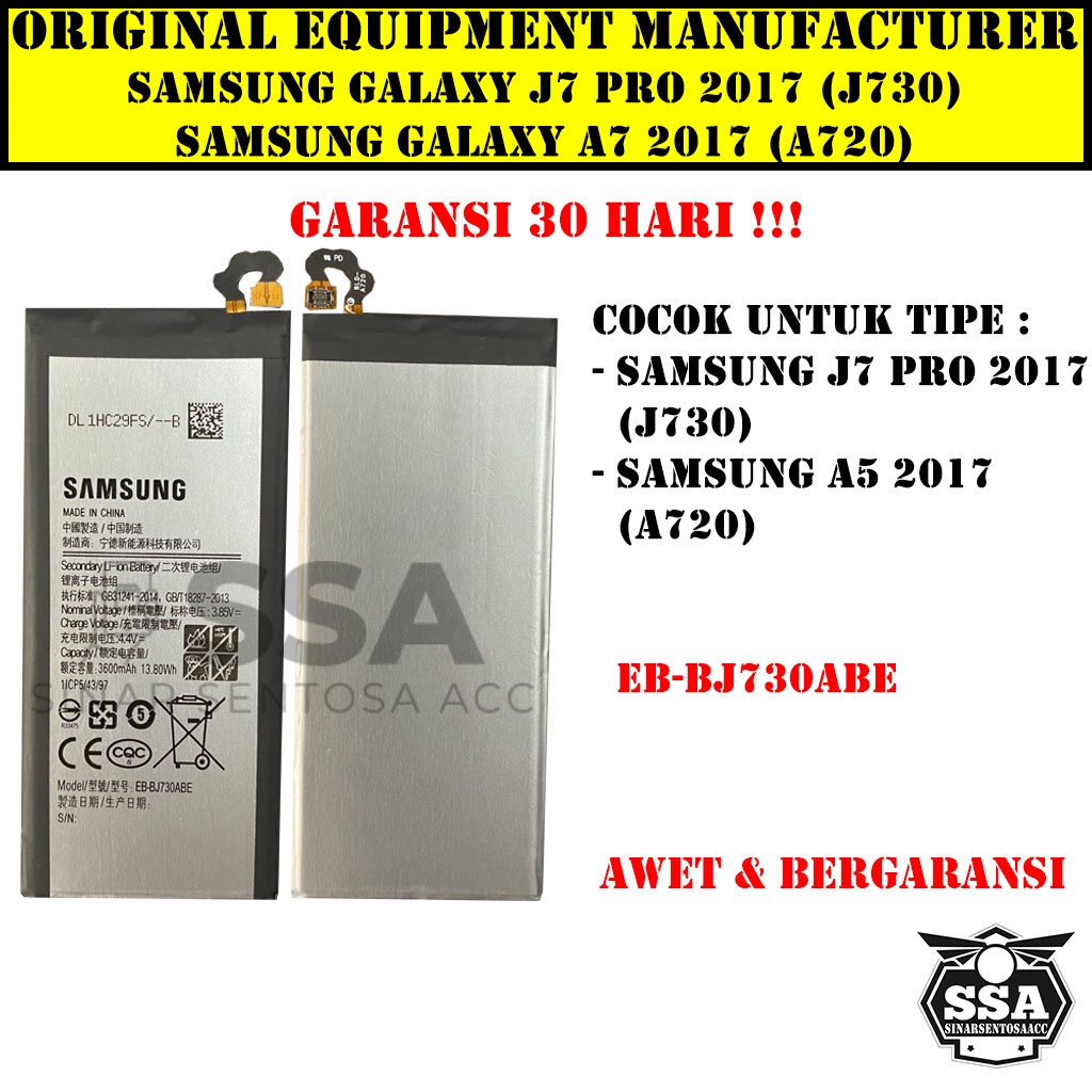 Baterai Original OEM Samsung Galaxy J7 Pro 2017 A7 2017 J730 A720 EB-BJ730ABE BJ730ABE J730A HP Ori Battery Batrai Batre Batu Batere GARANSI AWET MURAH