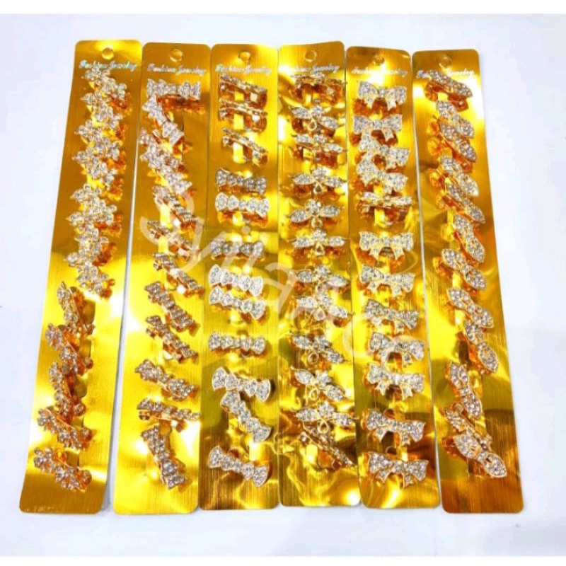 kepala Bros Dagu Ring O isi 12 pcs Random Termurah Bahan  Handmade Aksesoris Hijab-1 lusin gold ring O