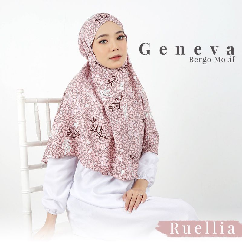 kerudung bergo motif/hijab instan motif/bergo premium bahan maxmara import/hijab sehari-hari-Ruellia