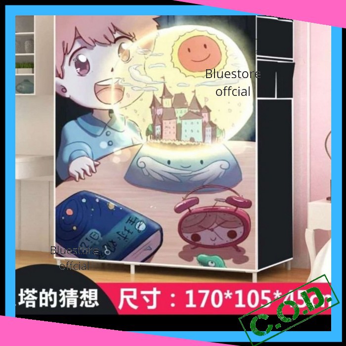 Lemari Pakaian Minimalis Portable Bongkar Pasang Murah Organzier Baju Tempat Penyimpanan Serbaguna L