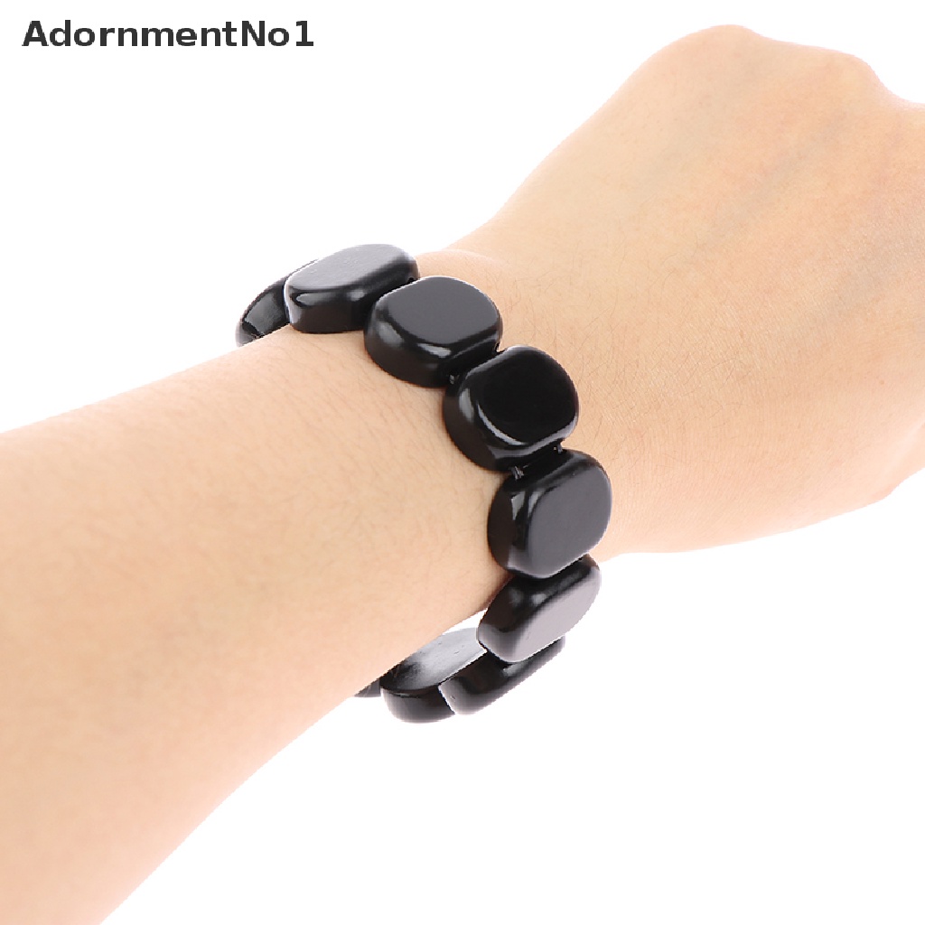 (AdornmentNo1) Gelang Tangan Batu Bian Hitam Terapi Energi Ajaib Pelangsing Tubuh