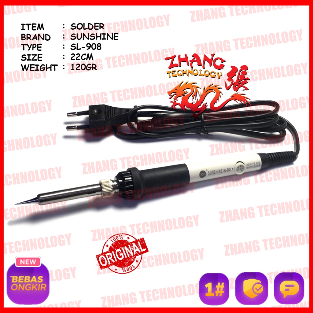 [ ZHANG TECHNOLOGY ] SOLDER TANGAN SUNSHINE SL-908 / SOLDERING IRON SUNSHINE SL-908