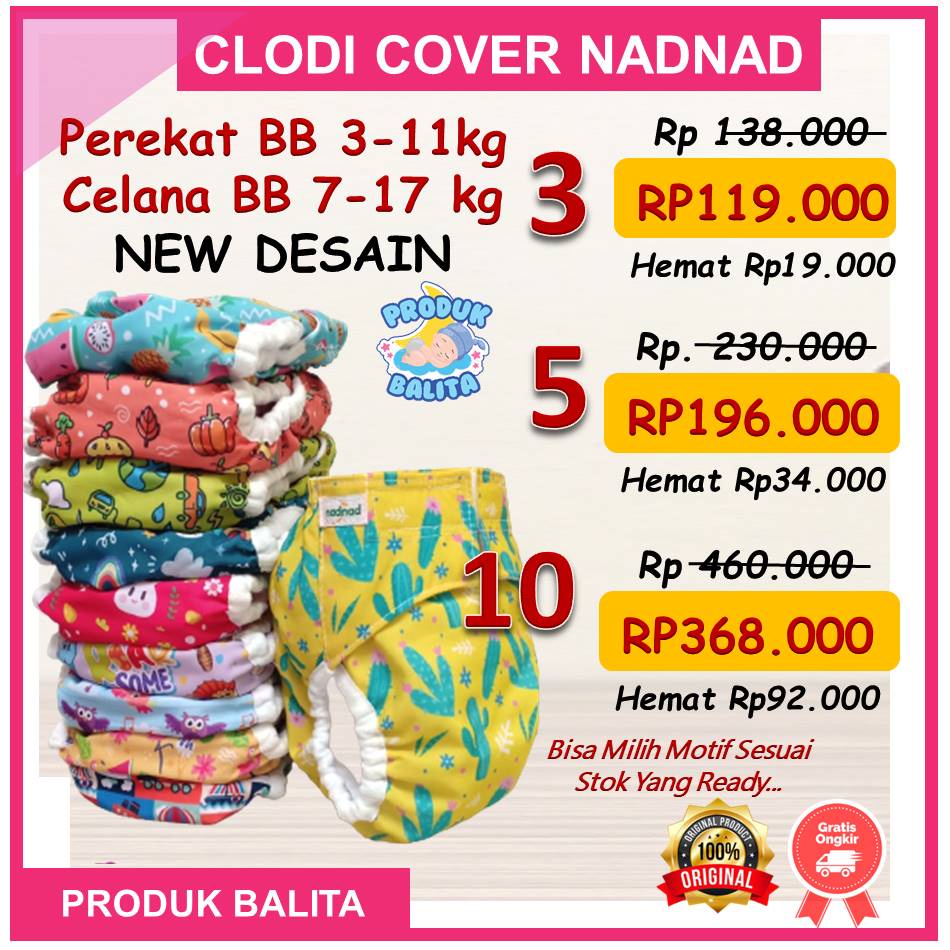 (GROSIR) Paket Promo Clodi Cover Nadnad By Sakina Tipe Cover Celana / Perekat